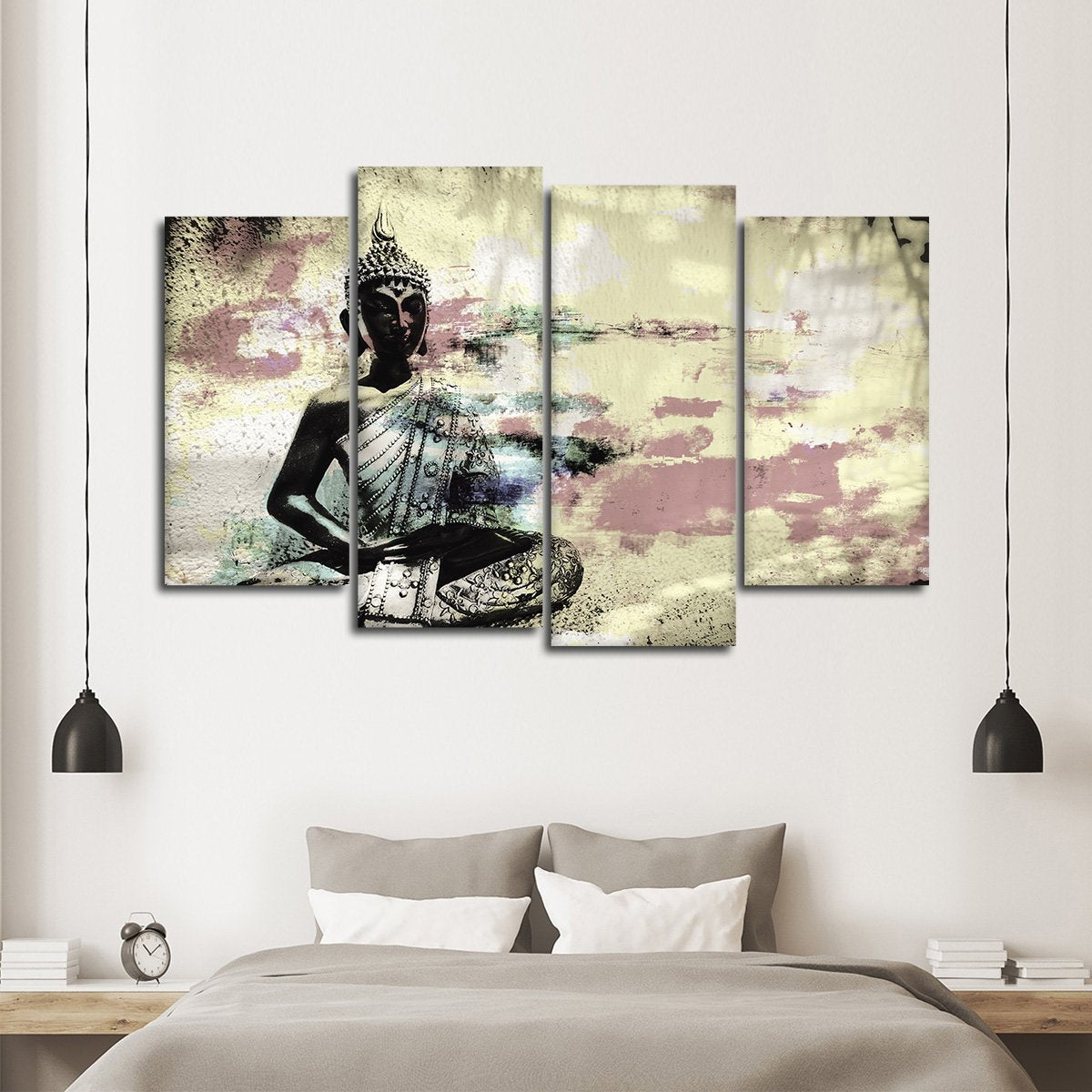 Textured Cinereal Buddha Multi Panel Canvas Wall Art
