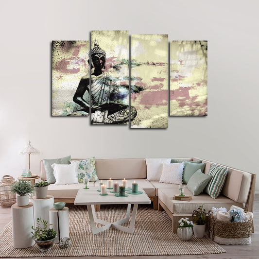 Textured Cinereal Buddha Multi Panel Canvas Wall Art