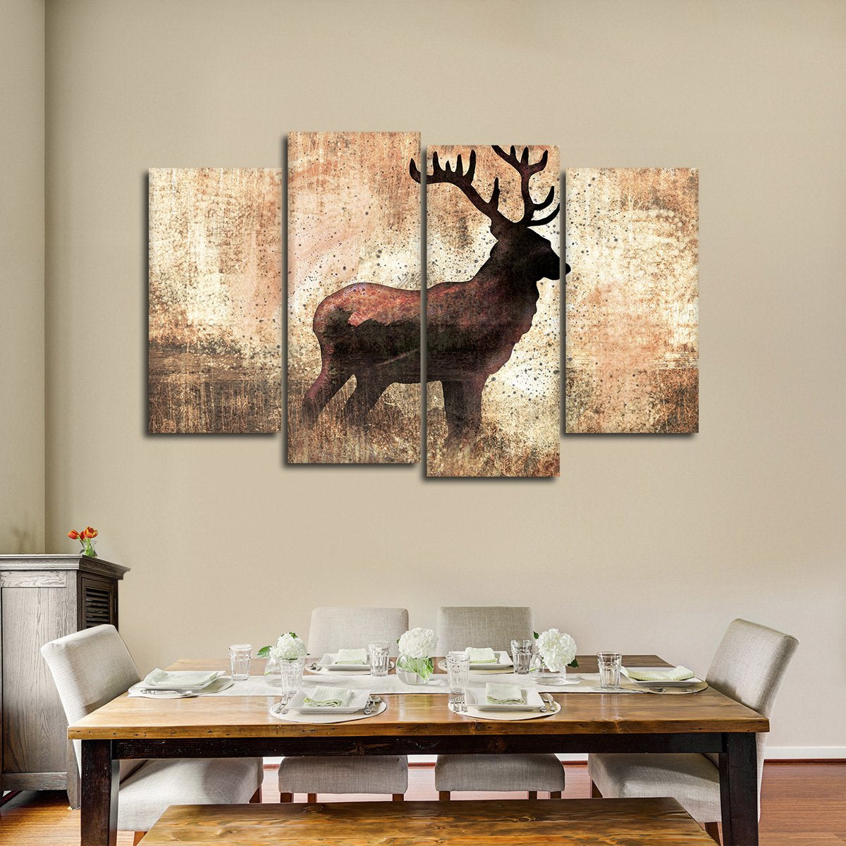 Textured Deer Multi Panel Canvas Wall Art