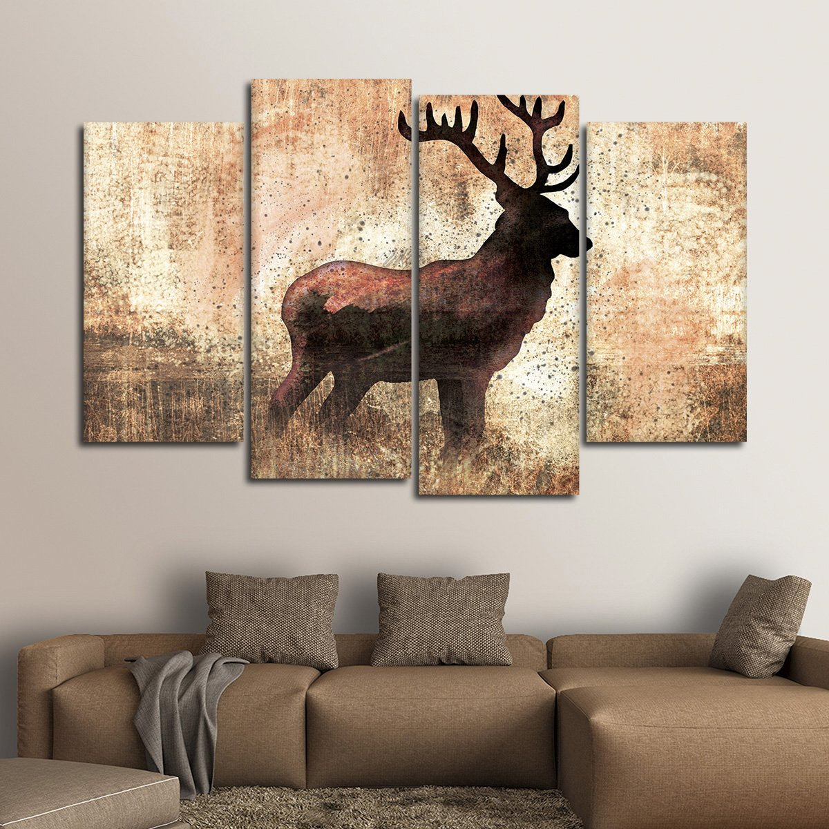 Textured Deer Multi Panel Canvas Wall Art