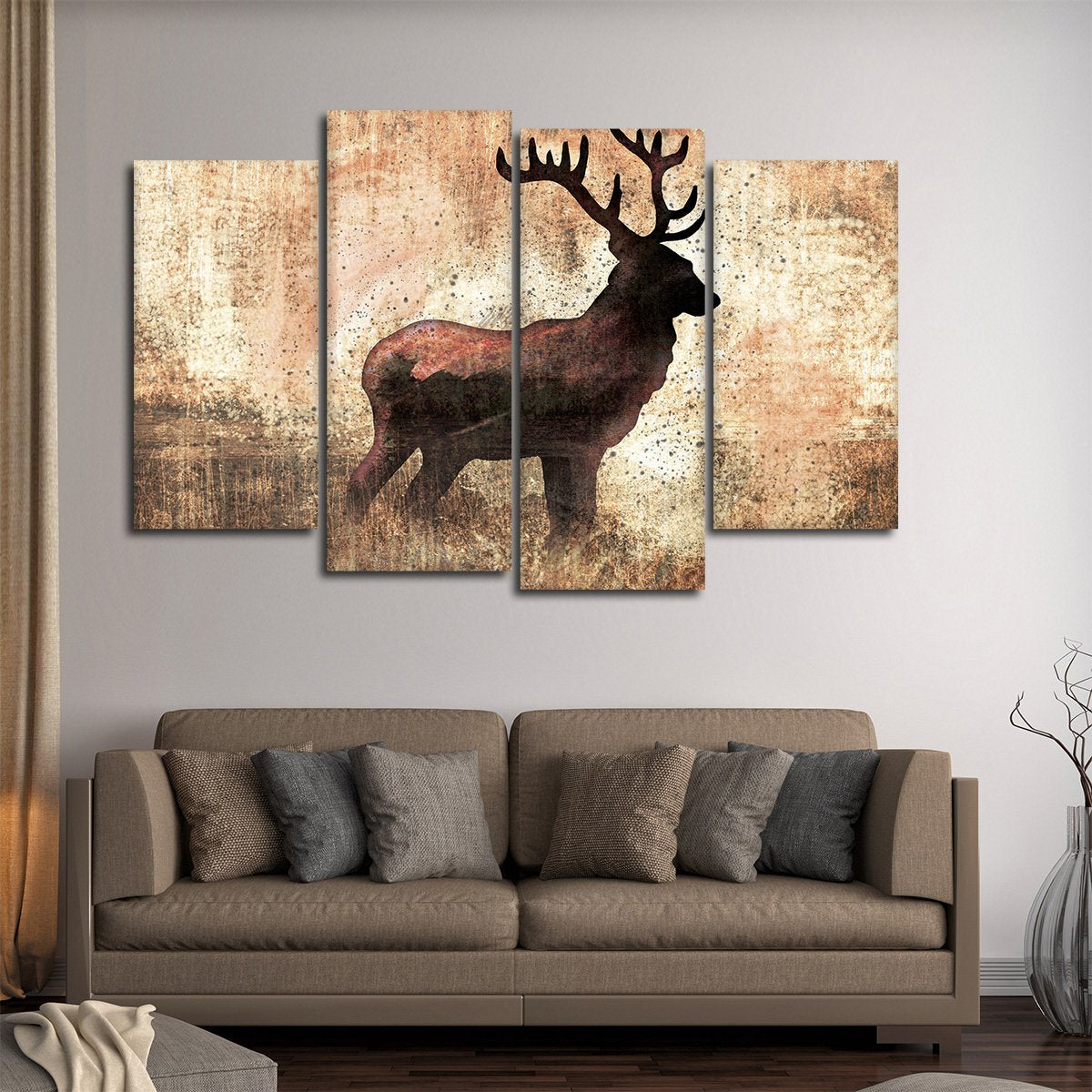 Textured Deer Multi Panel Canvas Wall Art