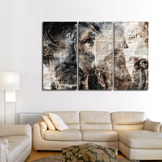 Textured Elephant View Multi Panel Canvas Wall Art