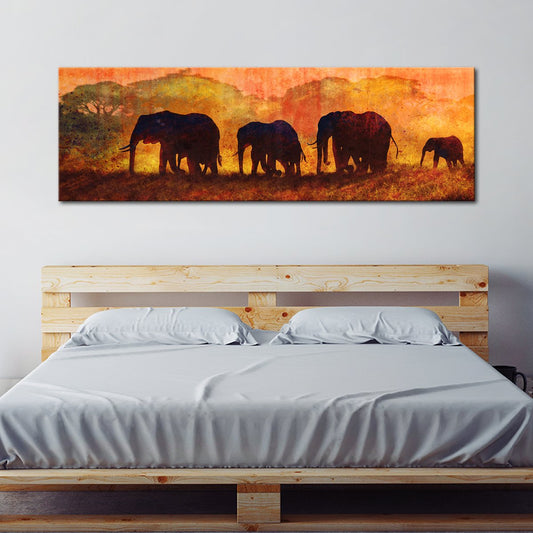 Textured Elephants in Tanzania Multi Panel Canvas Wall Art