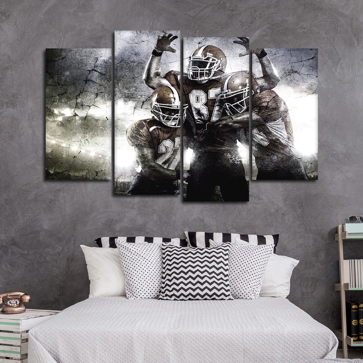 Textured Football Players Multi Panel Canvas Wall Art