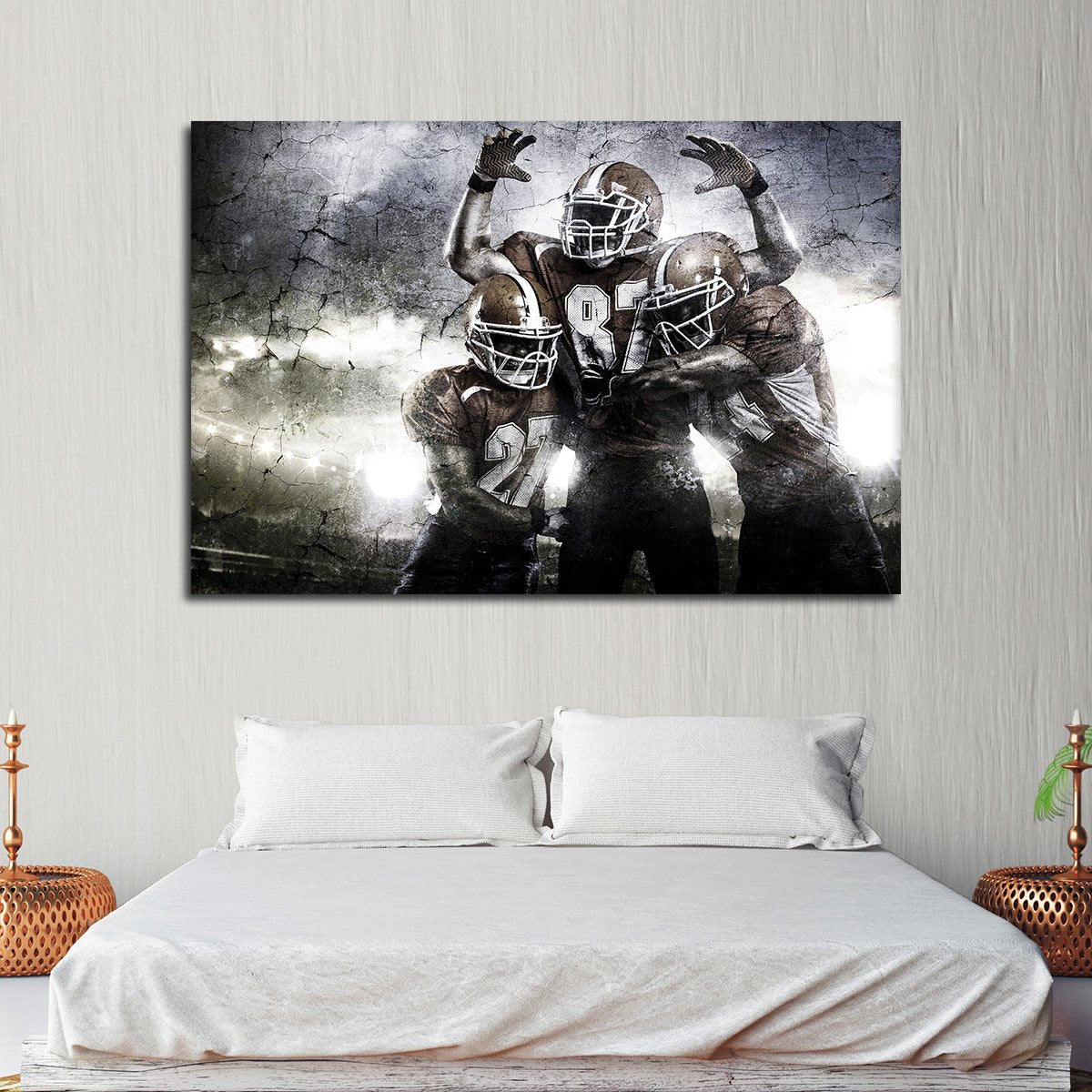 Textured Football Players Multi Panel Canvas Wall Art