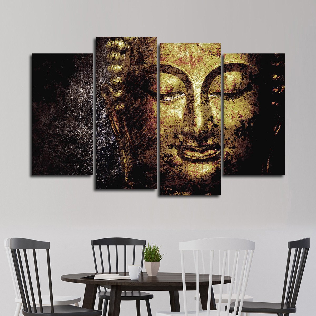Textured Golden Buddha Multi Panel Canvas Wall Art