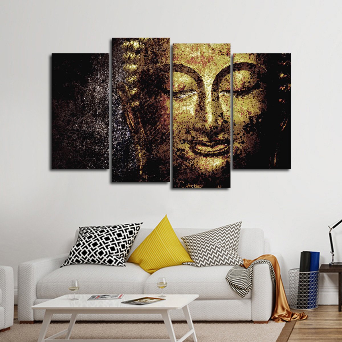 Textured Golden Buddha Multi Panel Canvas Wall Art