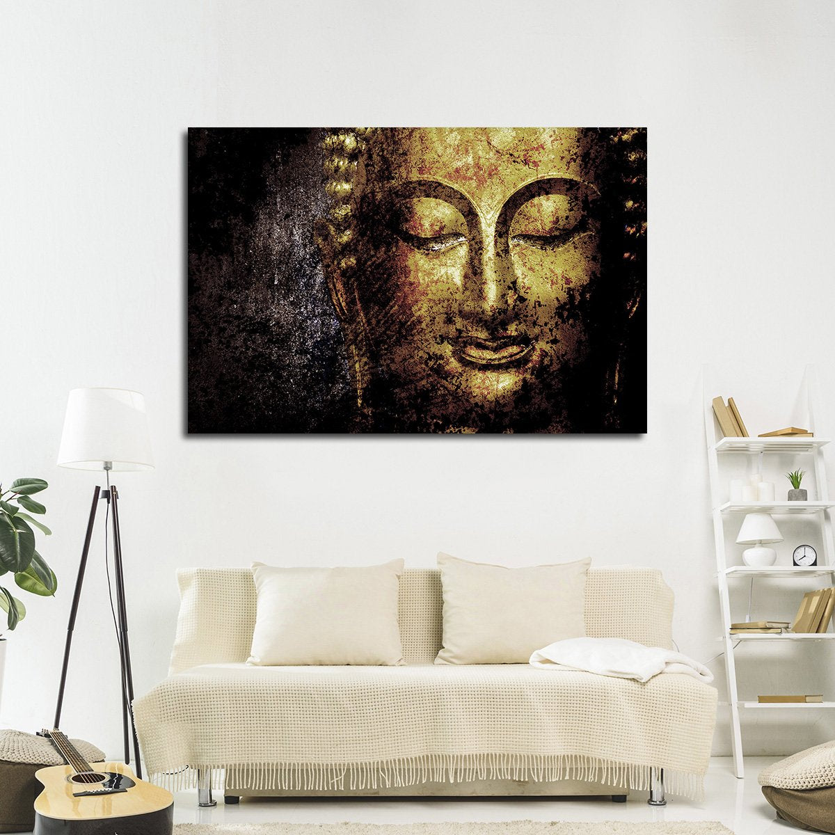 Textured Golden Buddha Multi Panel Canvas Wall Art