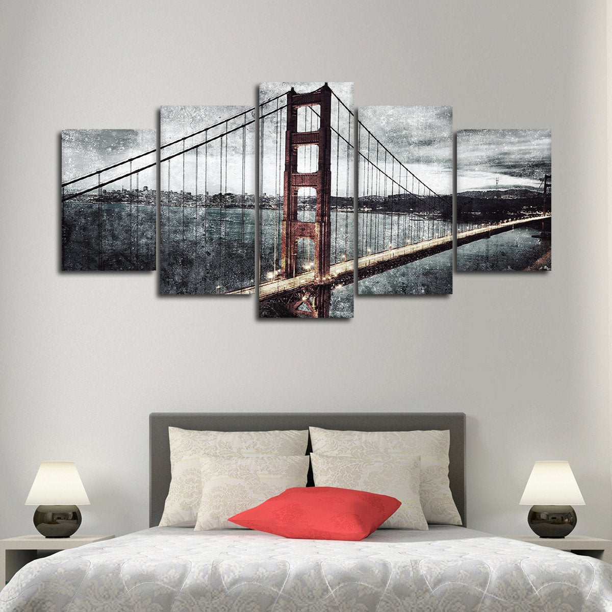 Textured Golden Gate Bridge Multi Panel Canvas Wall Art