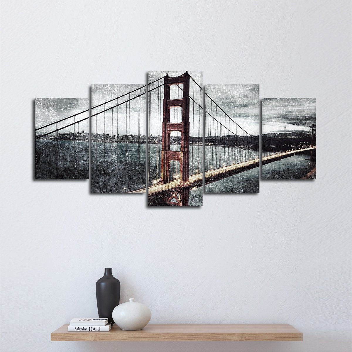 Textured Golden Gate Bridge Multi Panel Canvas Wall Art