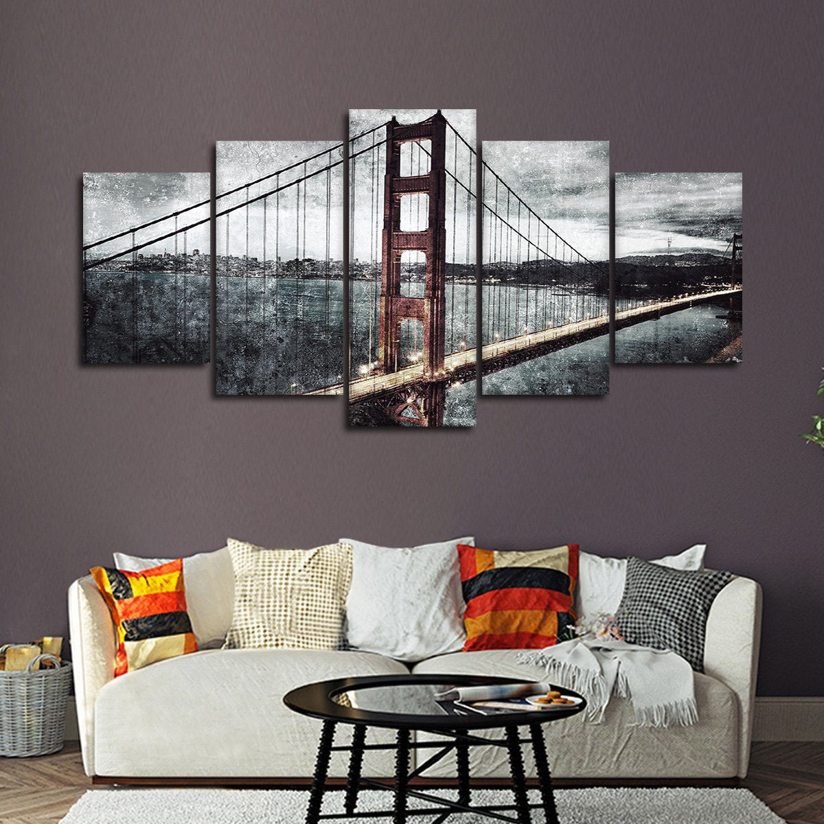 Textured Golden Gate Bridge Multi Panel Canvas Wall Art