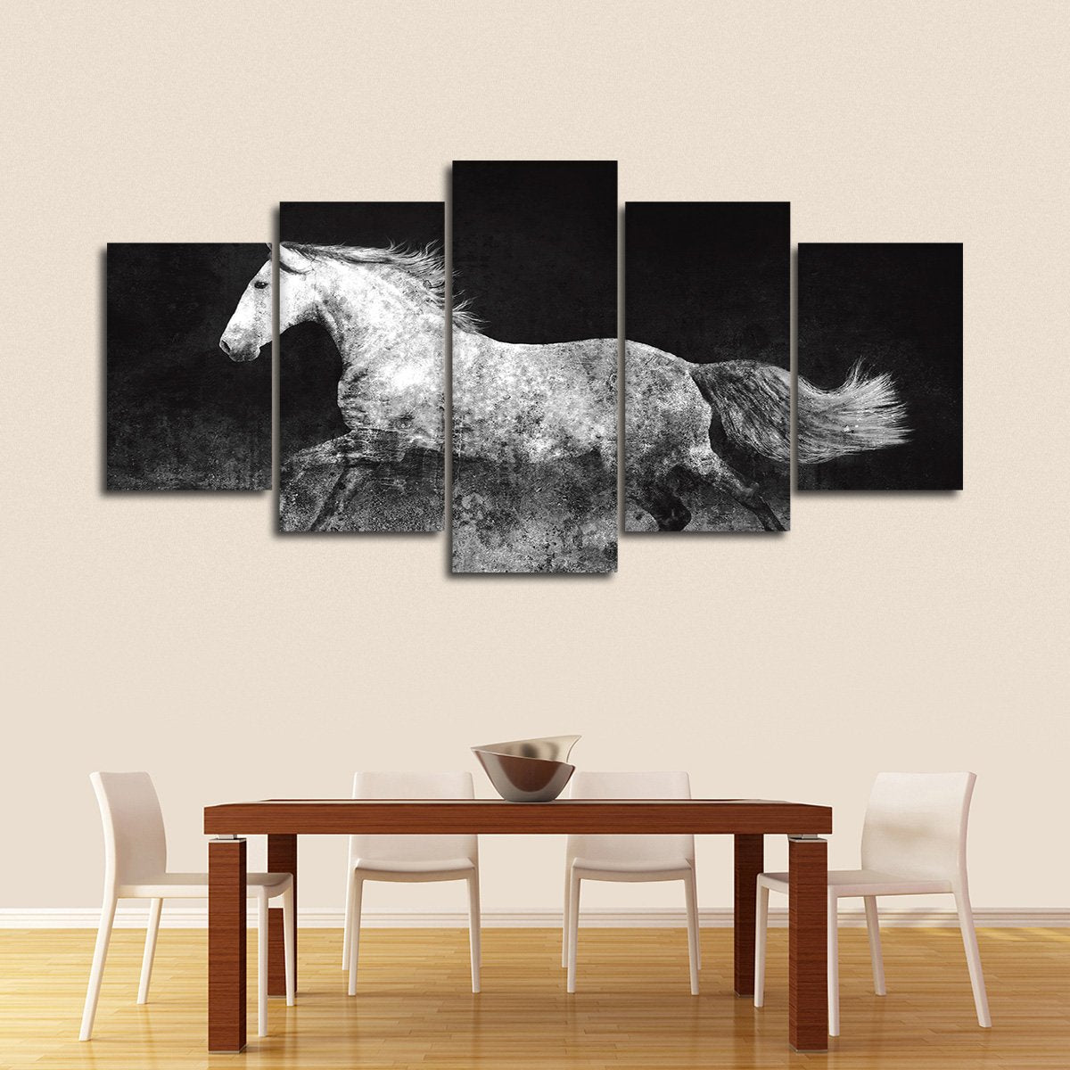 Textured Gray Stallion Multi Panel Canvas Wall Art