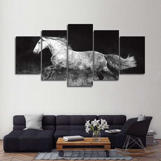 Textured Gray Stallion Multi Panel Canvas Wall Art