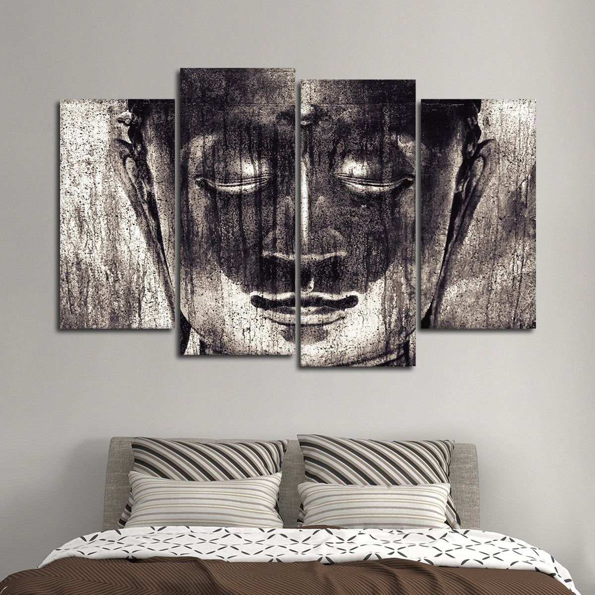Textured Metallic Buddha Multi Panel Canvas Wall Art