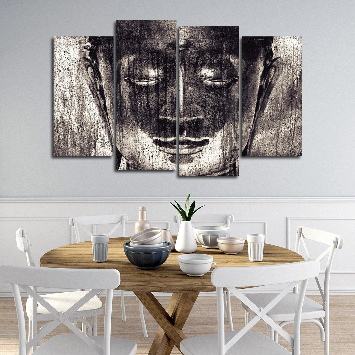 Textured Metallic Buddha Multi Panel Canvas Wall Art