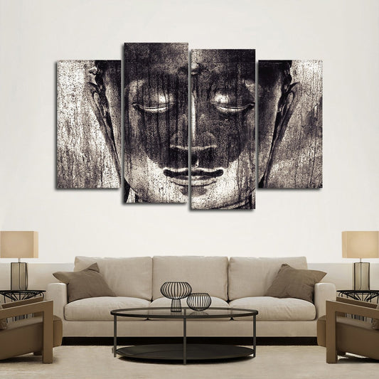 Textured Metallic Buddha Multi Panel Canvas Wall Art