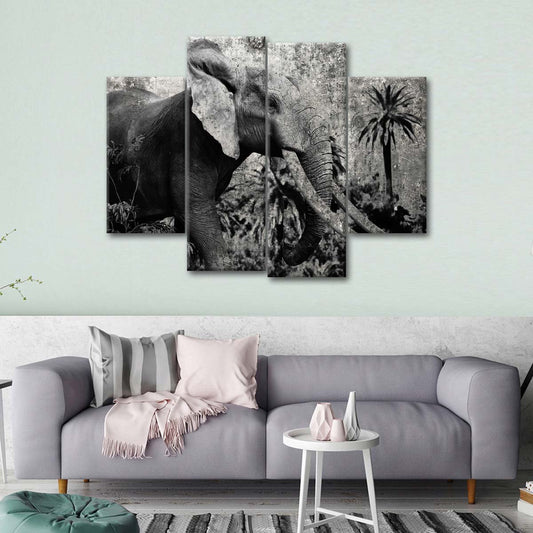 Textured Prime Elephant Multi Panel Canvas Wall Art
