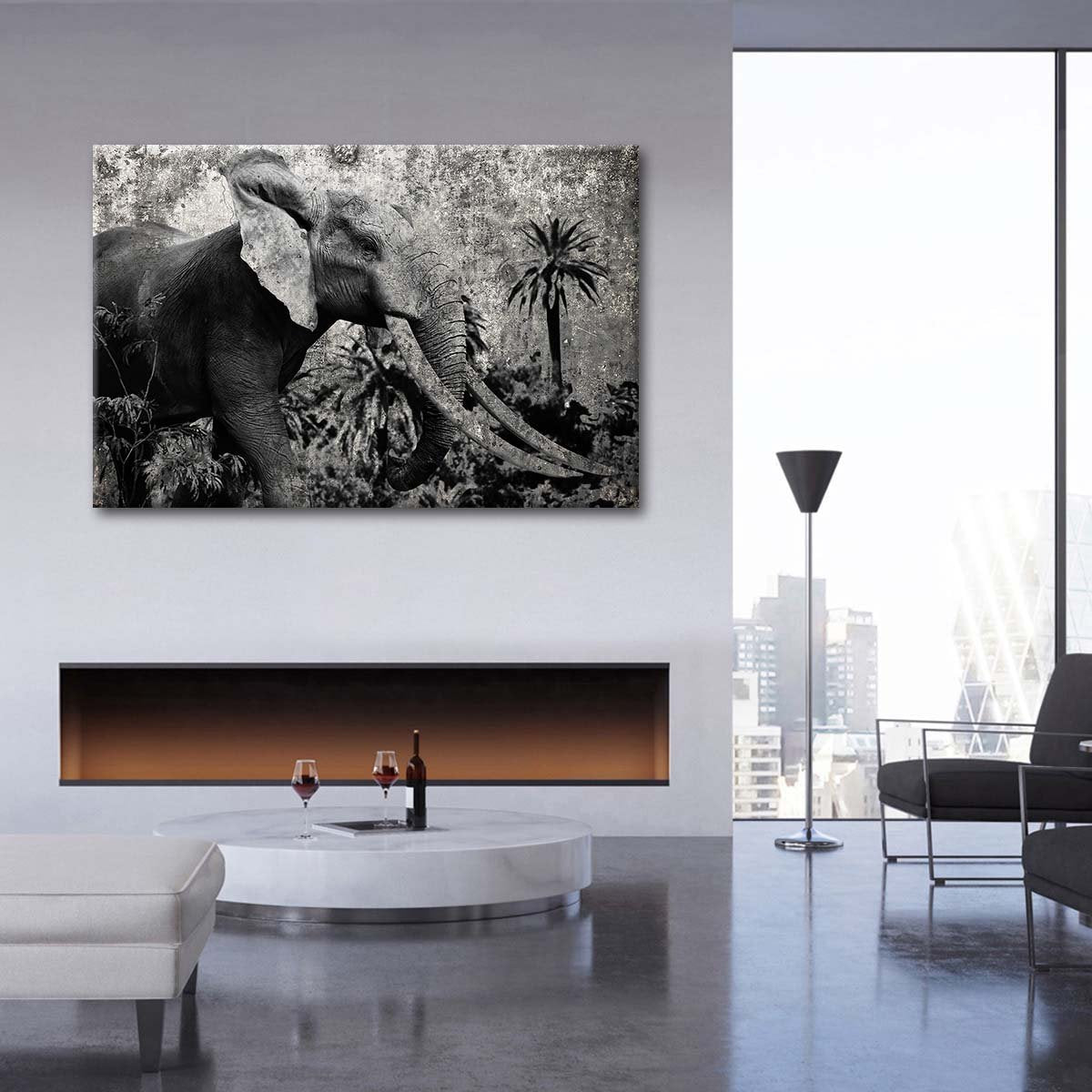 Textured Prime Elephant Multi Panel Canvas Wall Art