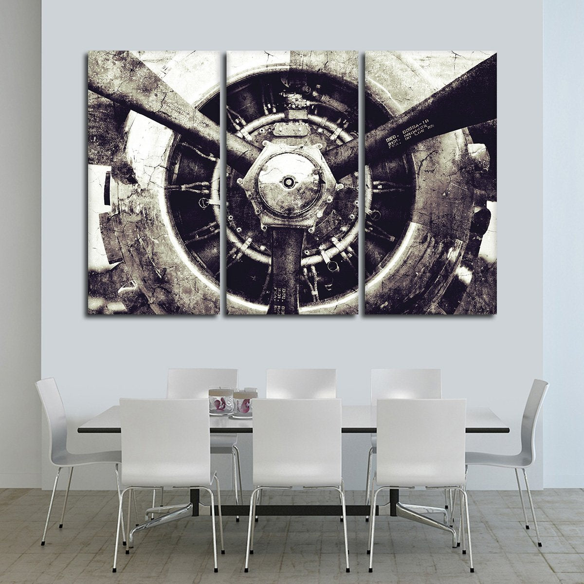 Textured Retro Engine Multi Panel Canvas Wall Art