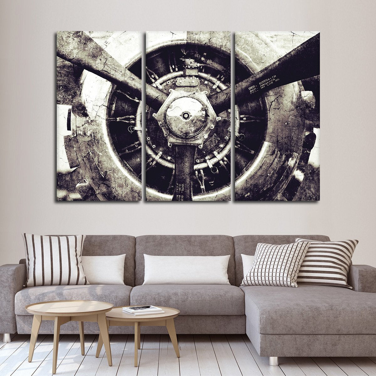 Textured Retro Engine Multi Panel Canvas Wall Art