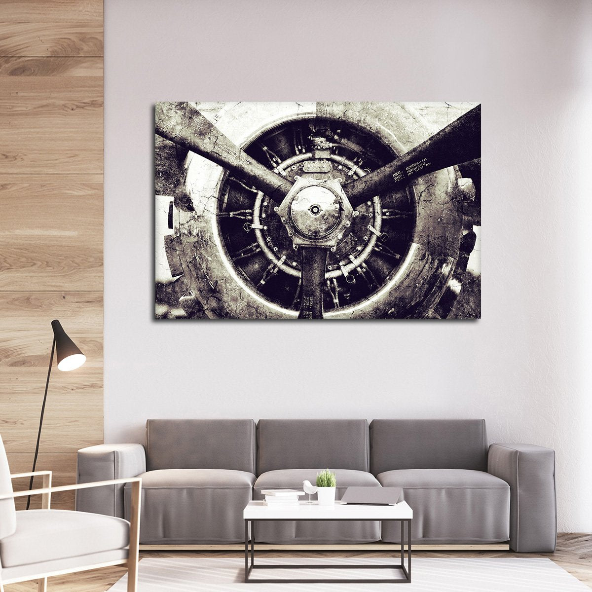Textured Retro Engine Multi Panel Canvas Wall Art