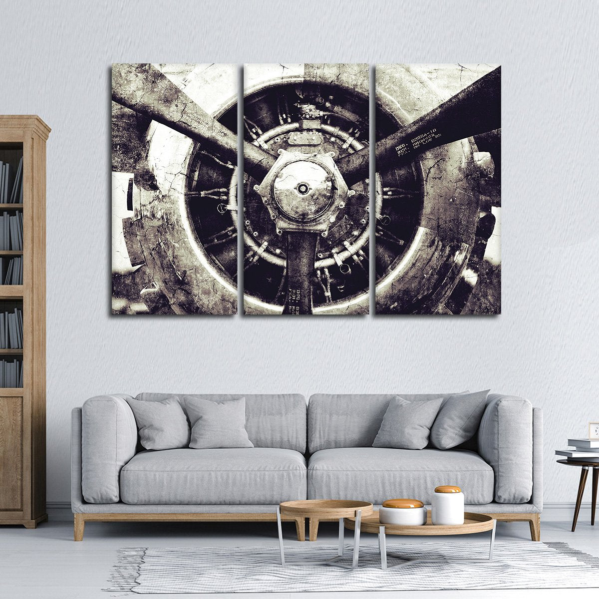 Textured Retro Engine Multi Panel Canvas Wall Art