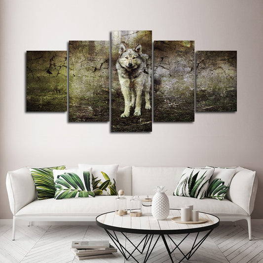 Textured Return Of The Wolf Multi Panel Canvas Wall Art