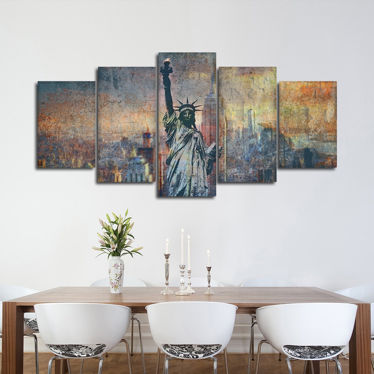 Textured Statue Of Liberty Multi Panel Canvas Wall Art