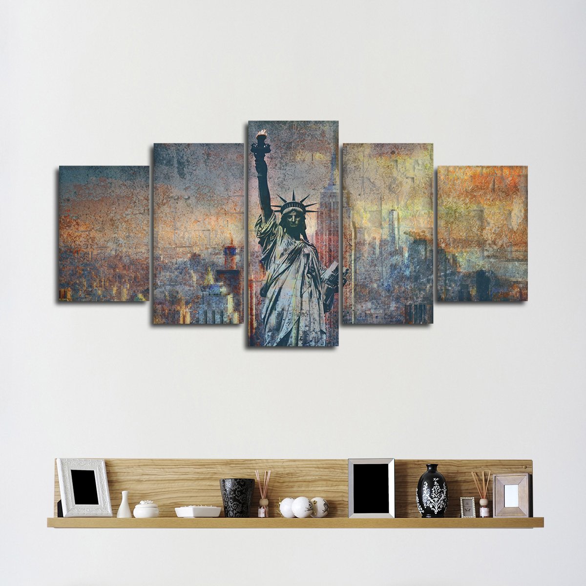 Textured Statue Of Liberty Multi Panel Canvas Wall Art