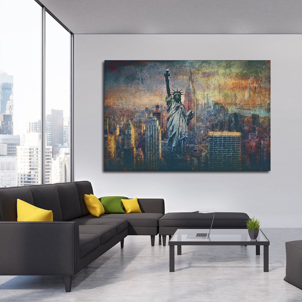 Textured Statue Of Liberty Multi Panel Canvas Wall Art