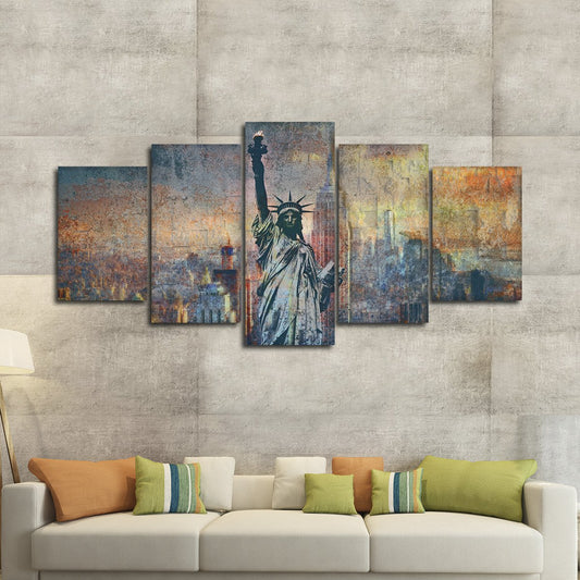 Textured Statue Of Liberty Multi Panel Canvas Wall Art