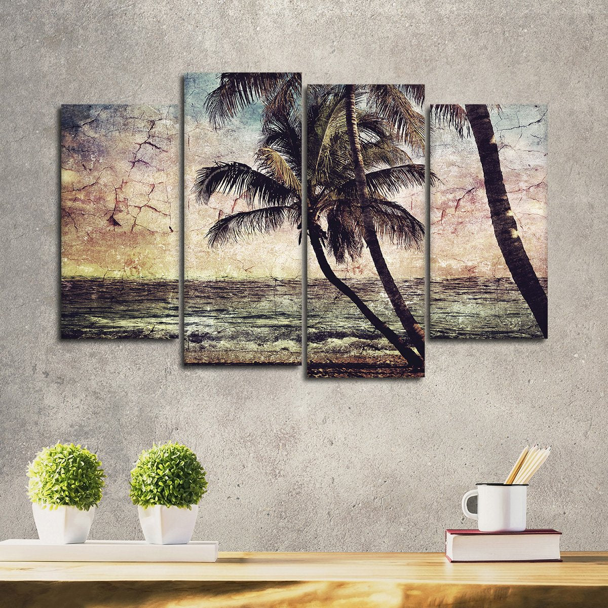 Textured Tropical Sunset Multi Panel Canvas Wall Art