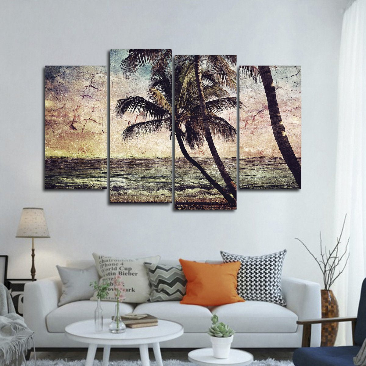 Textured Tropical Sunset Multi Panel Canvas Wall Art