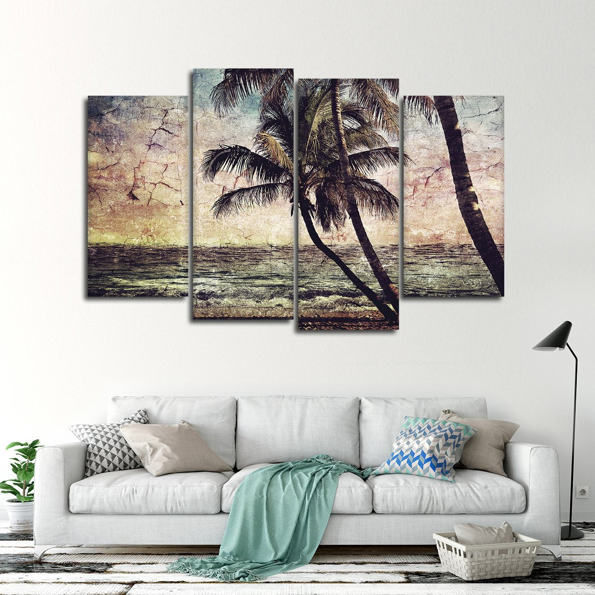 Textured Tropical Sunset Multi Panel Canvas Wall Art