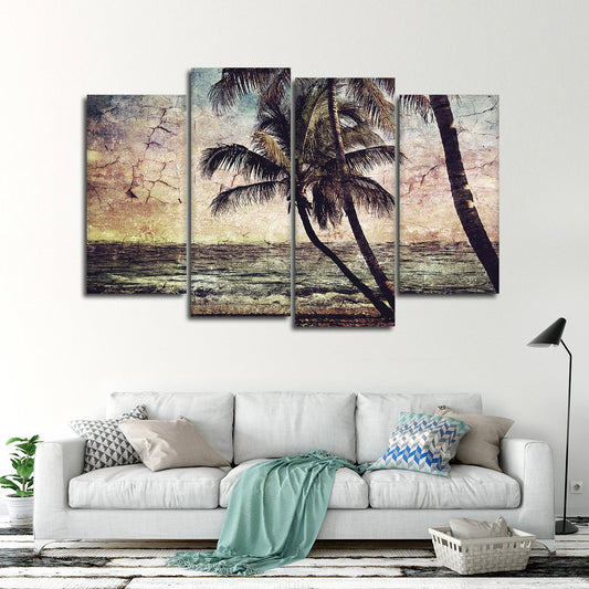 Textured Tropical Sunset Multi Panel Canvas Wall Art