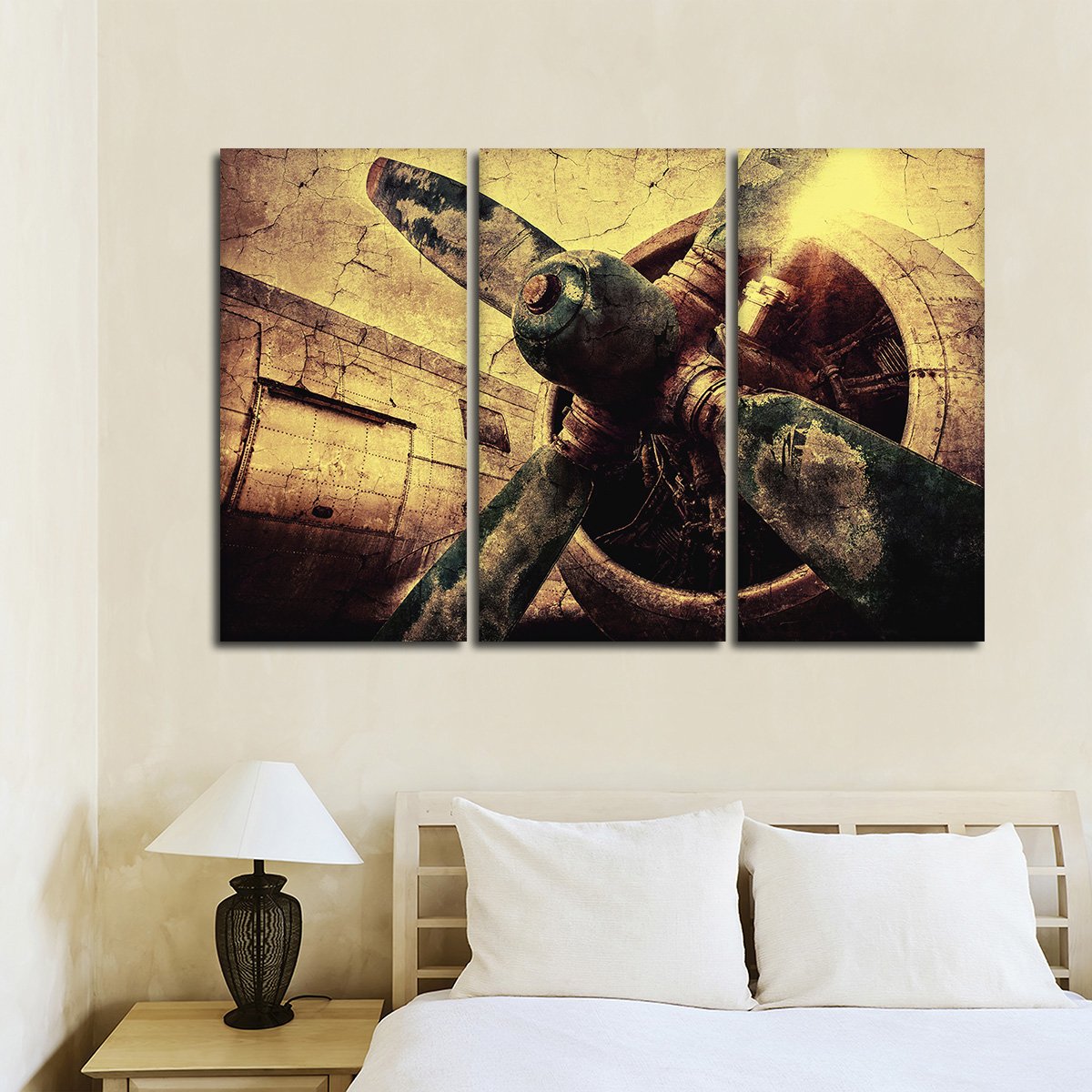 Textured Vintage Airplane Multi Panel Canvas Wall Art