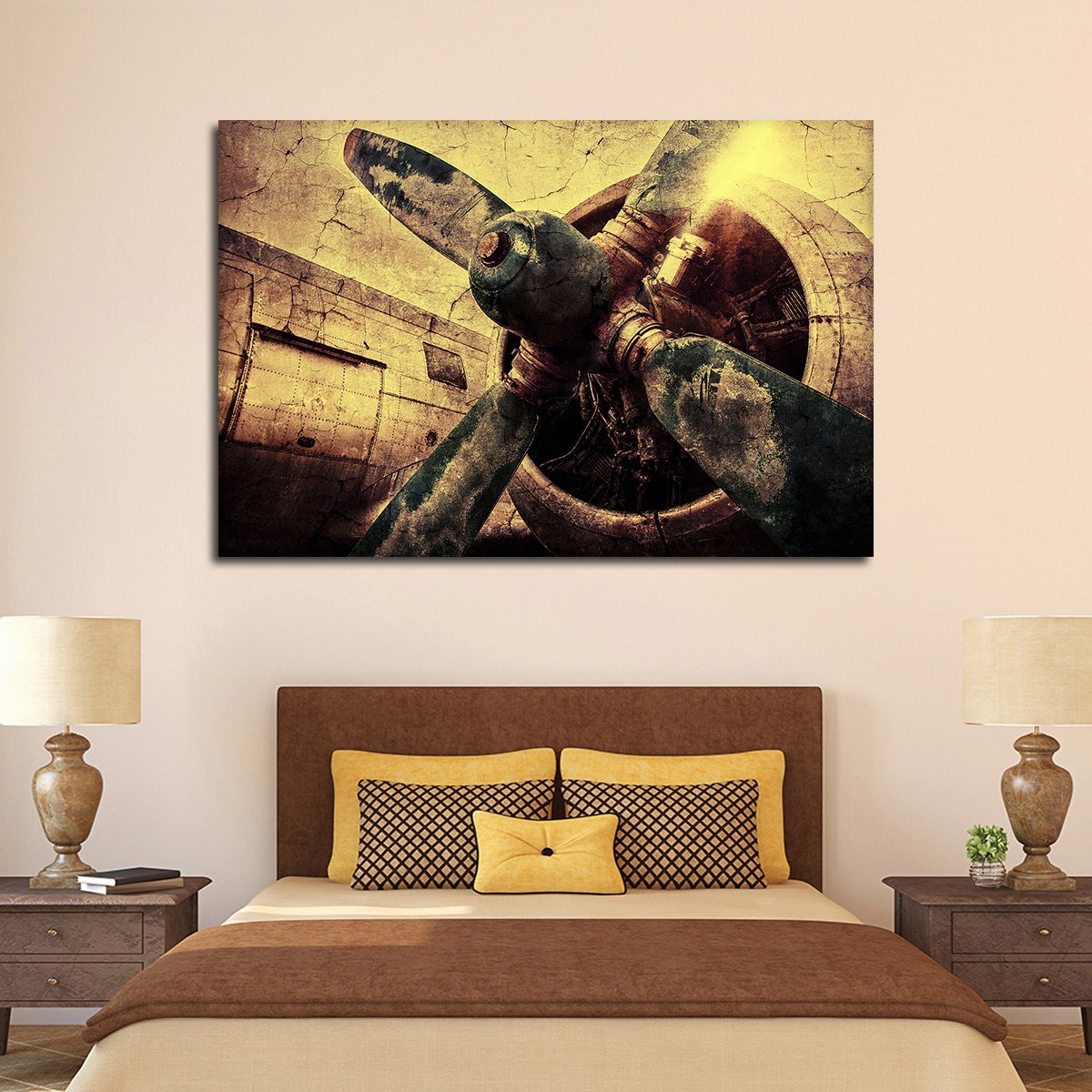 Textured Vintage Airplane Multi Panel Canvas Wall Art