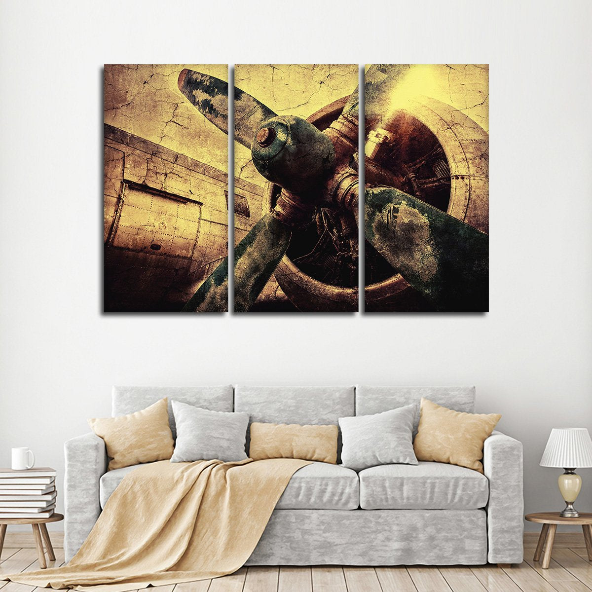 Textured Vintage Airplane Multi Panel Canvas Wall Art