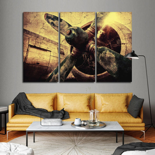 Textured Vintage Airplane Multi Panel Canvas Wall Art