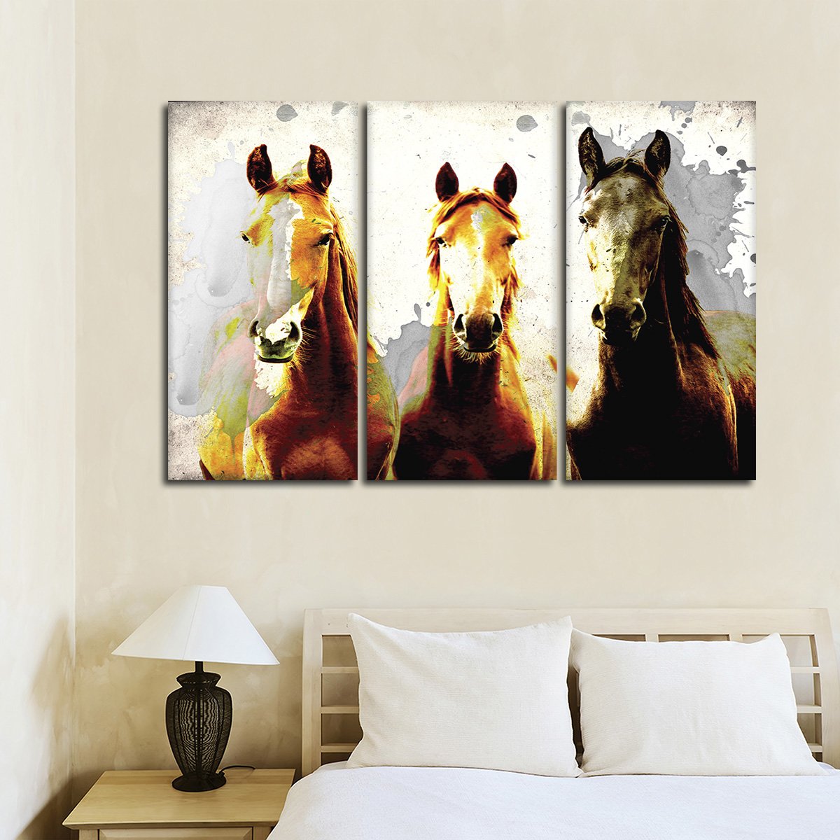 Textured Young Horses Multi Panel Canvas Wall Art
