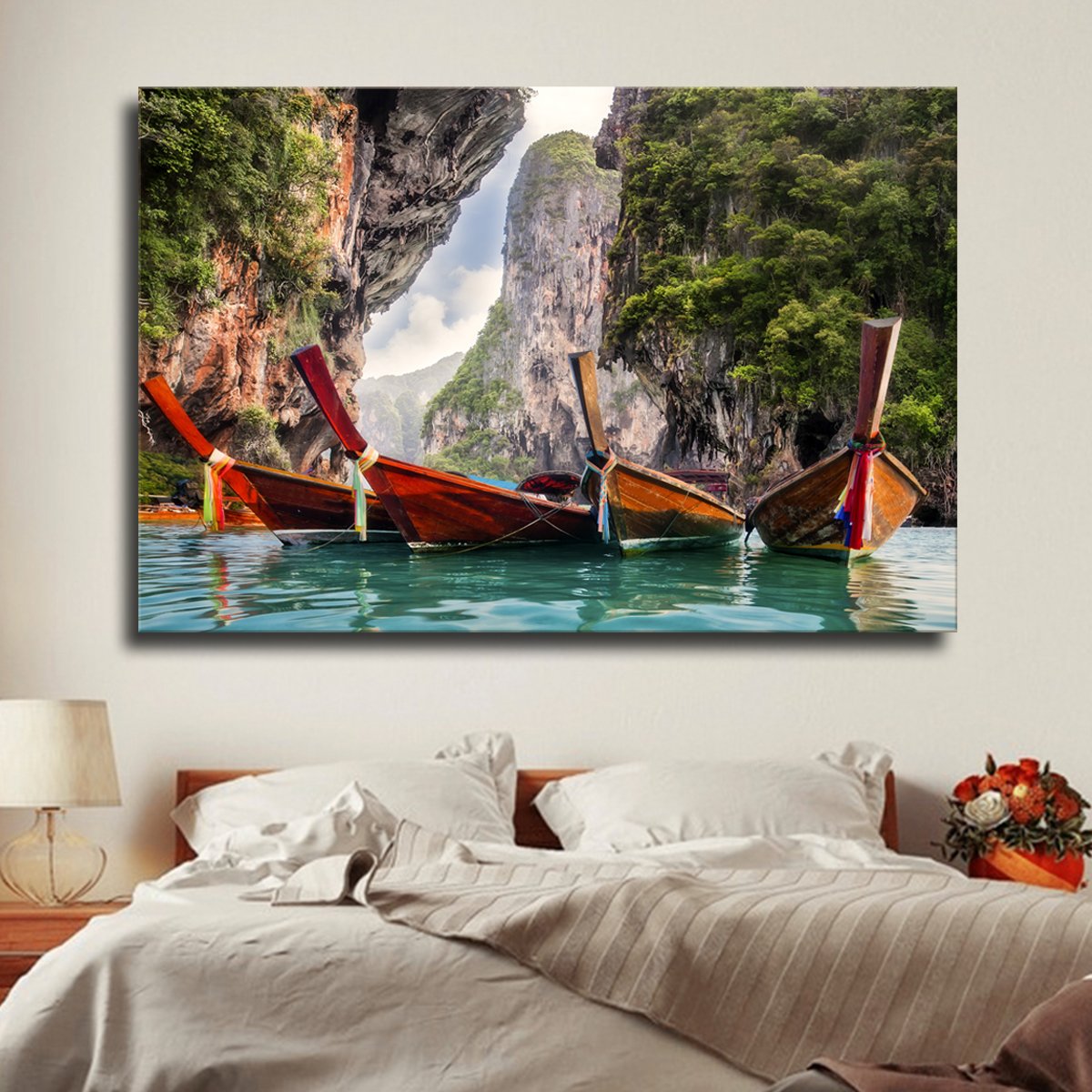 Thai Boats Multi Panel Canvas Wall Art
