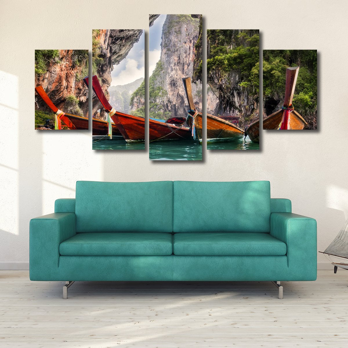 Thai Boats Multi Panel Canvas Wall Art