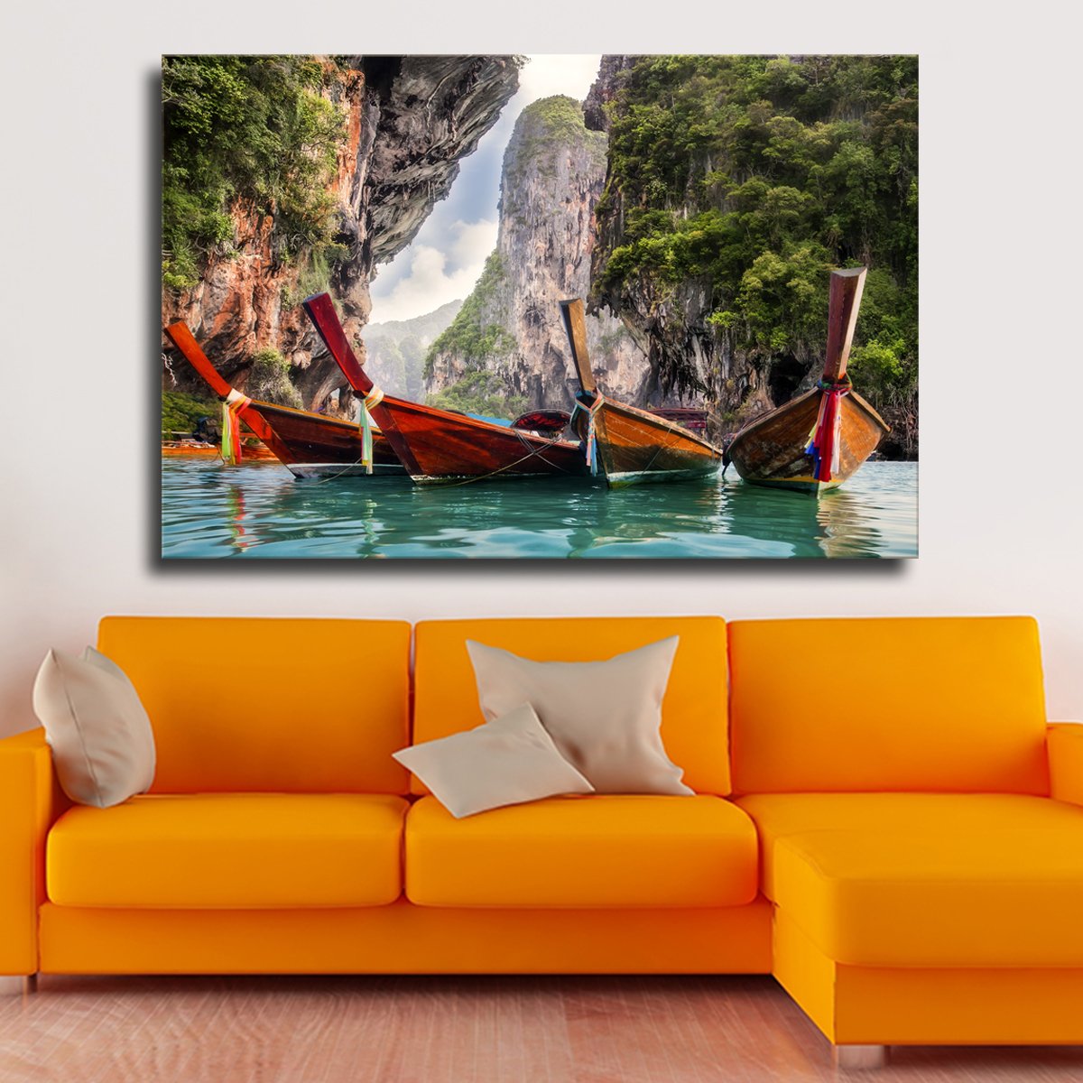 Thai Boats Multi Panel Canvas Wall Art