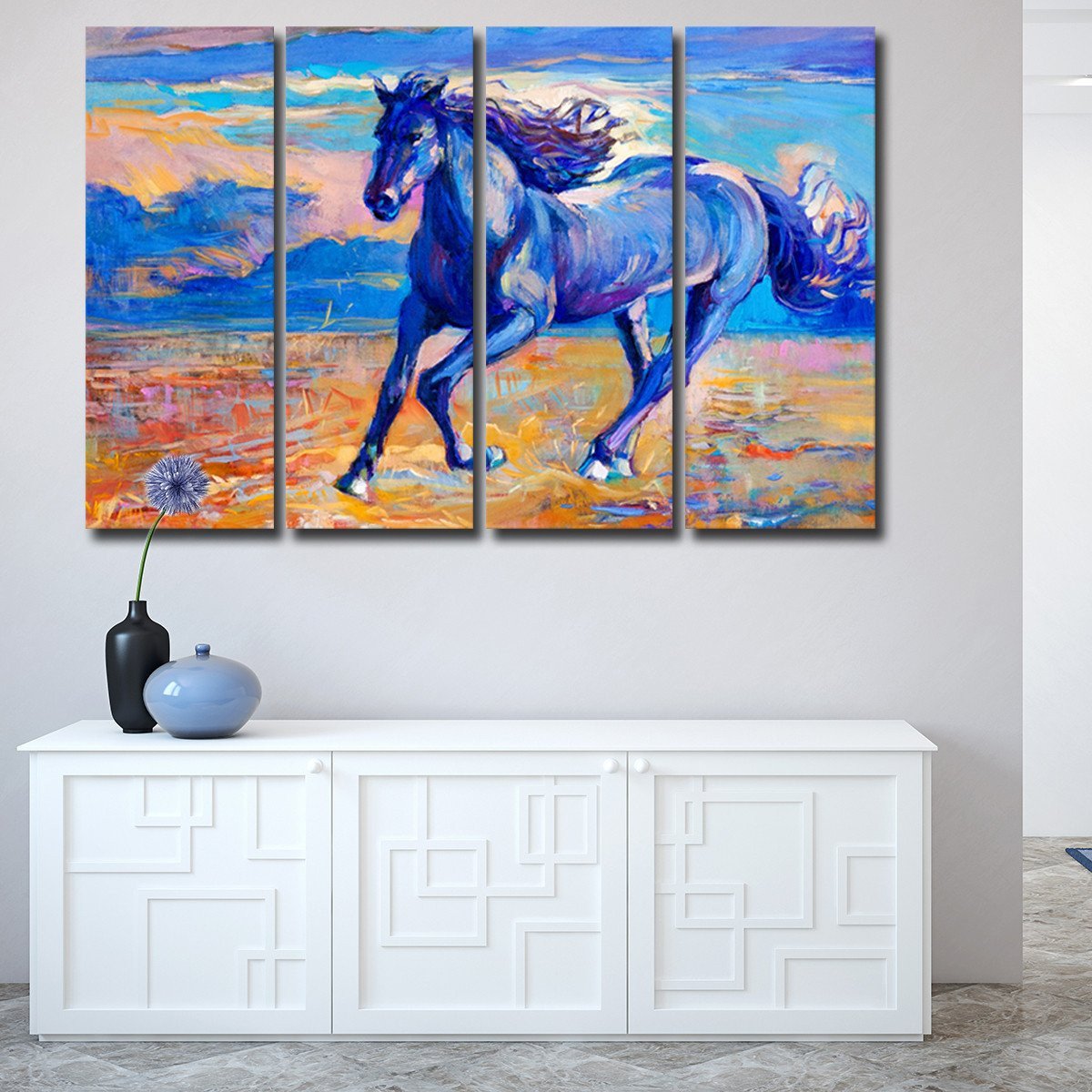 The Blue Horse Multi Panel Canvas Wall Art