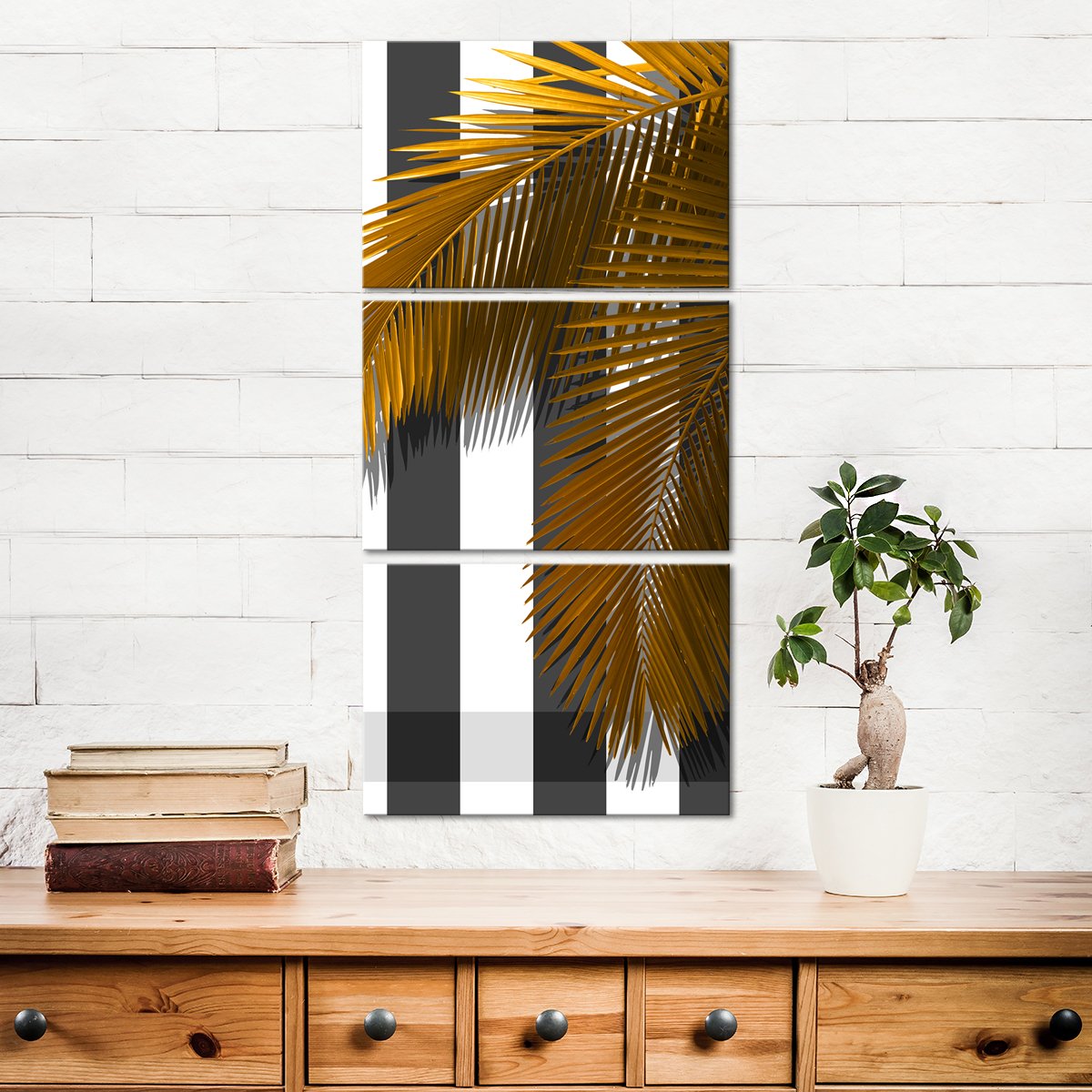 The Golden Palm Multi Panel Canvas Wall Art