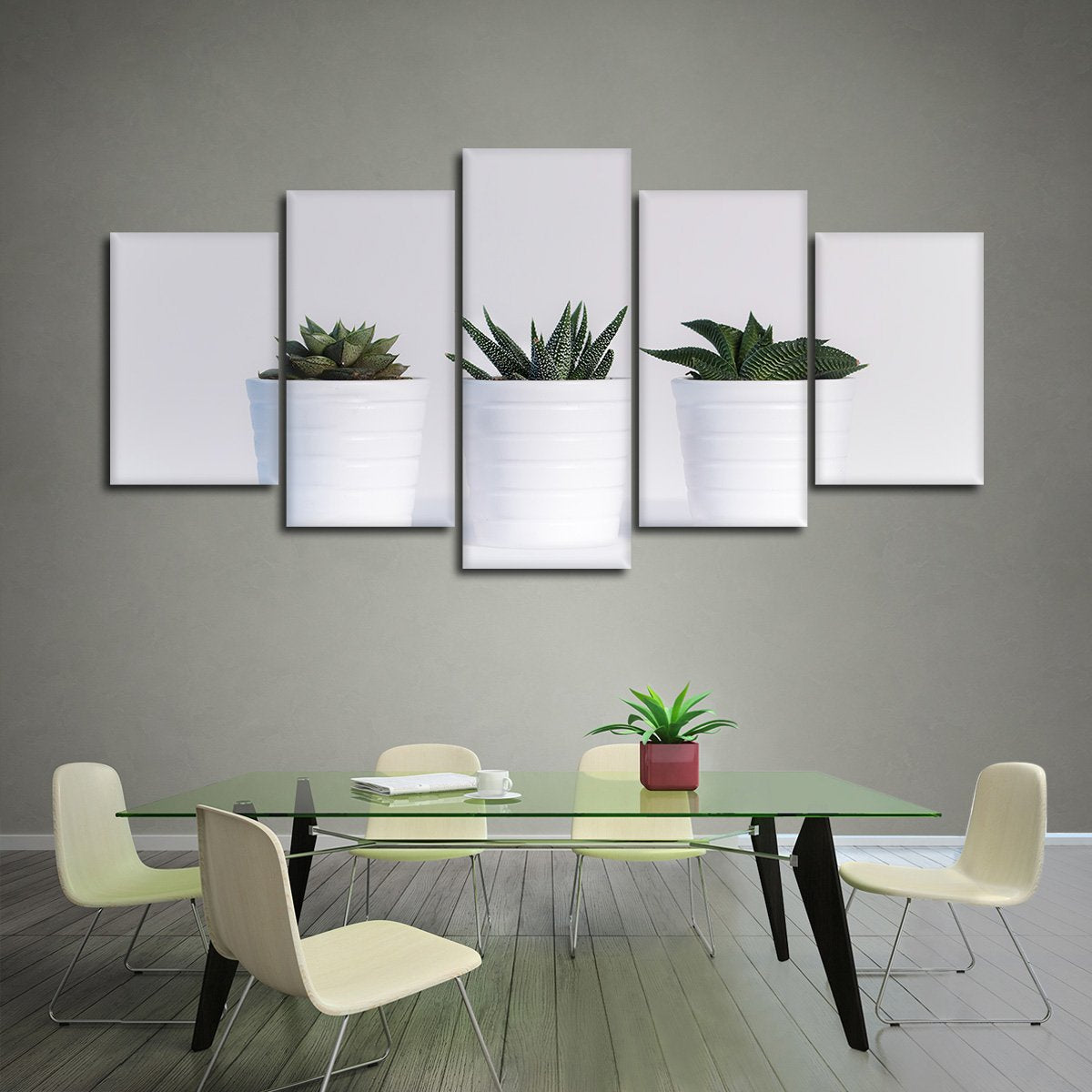 Three Succulents Multi Panel Canvas Wall Art