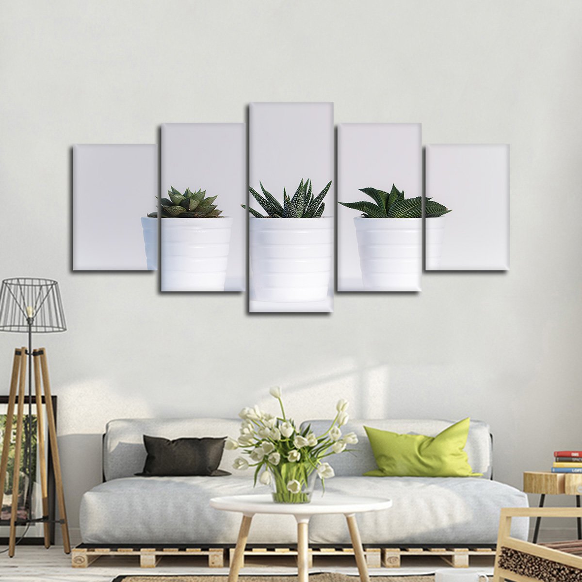 Three Succulents Multi Panel Canvas Wall Art