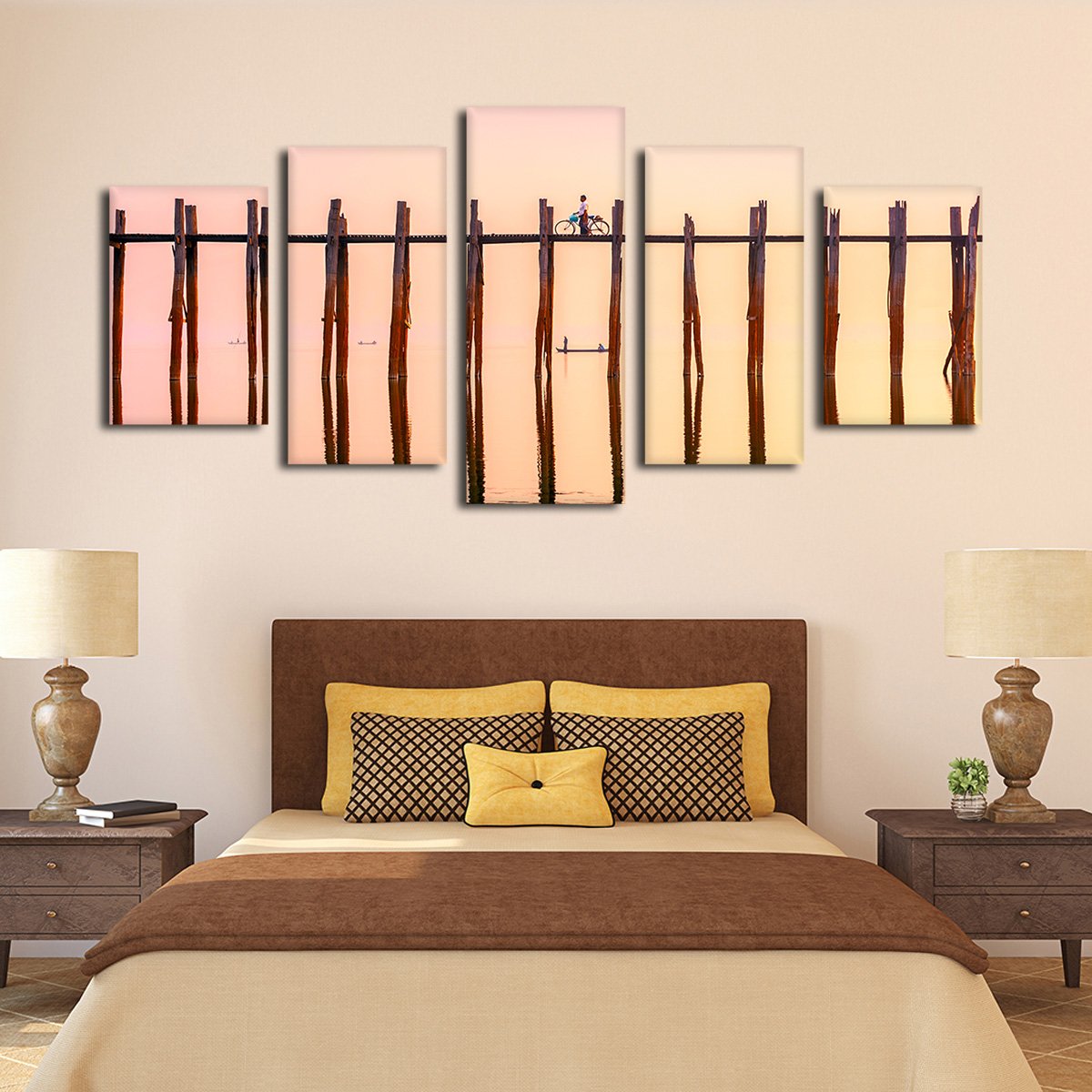 Tick Bridge At Sunset Multi Panel Canvas Wall Art