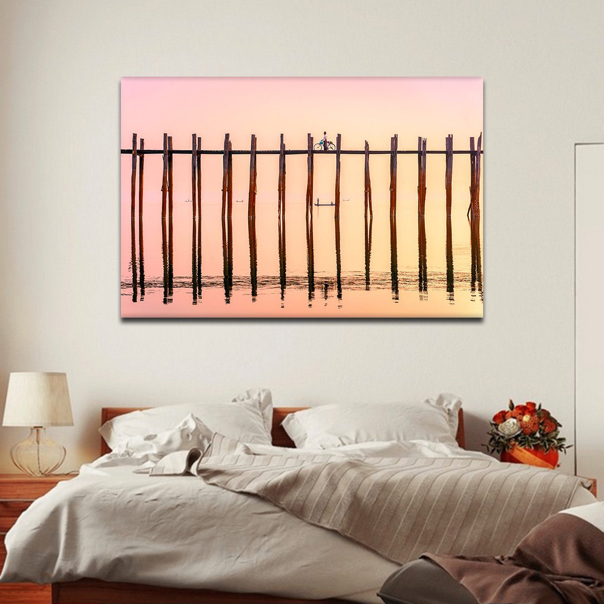Tick Bridge At Sunset Multi Panel Canvas Wall Art