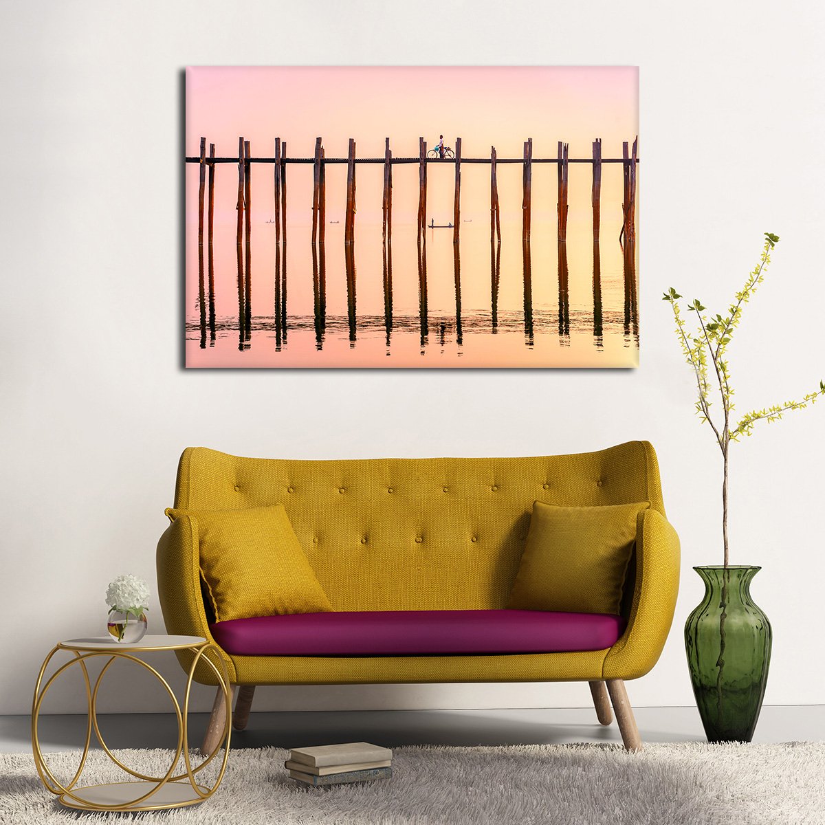 Tick Bridge At Sunset Multi Panel Canvas Wall Art